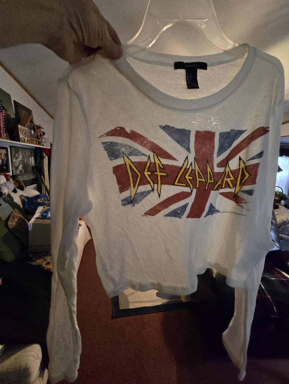 Def Leppard White Union Jack Graphic Long Sleeve Top
